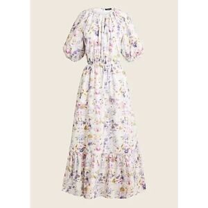 J CREW nwot Flora Obscura open back white purple floral long cotton maxi dress